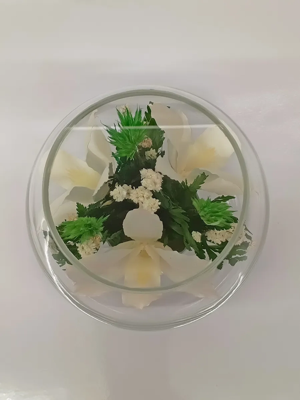 натуральные цветы в стекле, вакуум