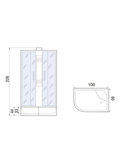 Душевая кабина RIVER NARA Б/К XL 100/80/44 MT R с поддоном 100x80x232 10000011841 Правая Асимметрия