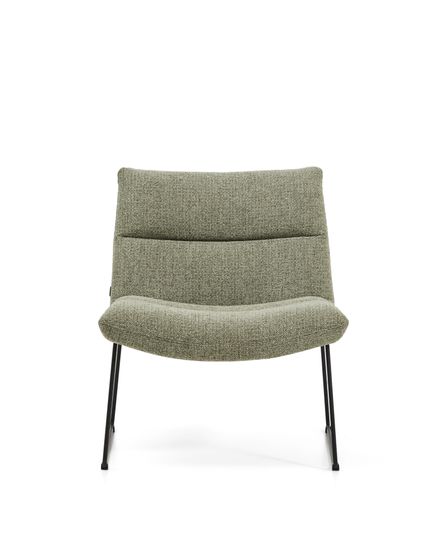 Кресло Asen из зеленого шенилла с черными стальными ножками