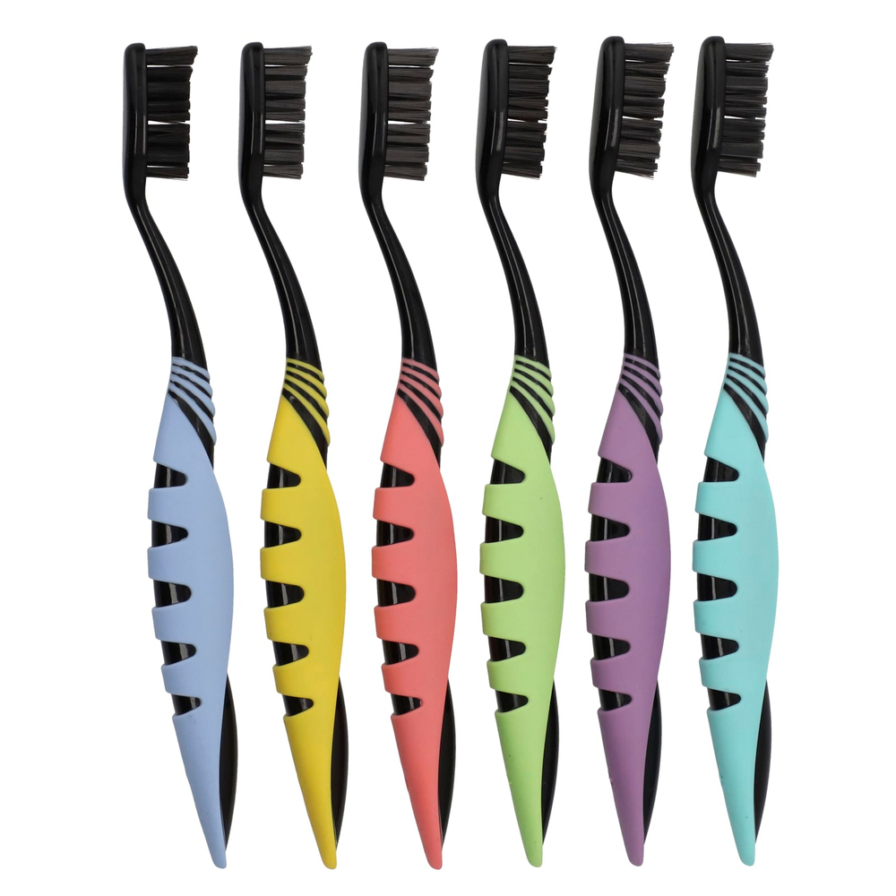 GuruNanda, Big Tuft, зубные щетки с древесным углем, мягкие, 6 шт.