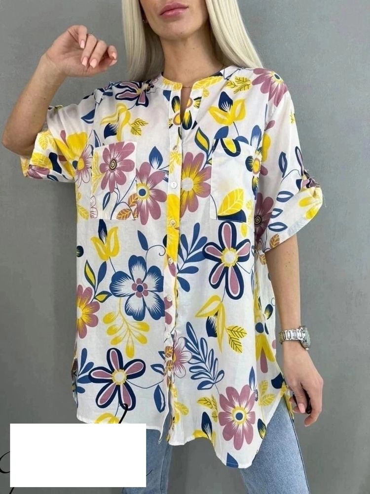 Женская Рубашка 9009 &quot;Крупные Цветы&quot; №1
