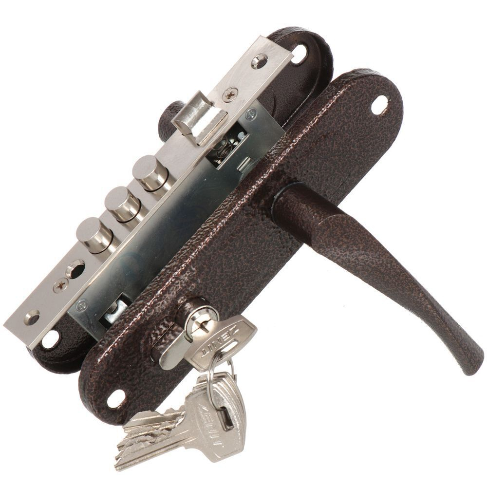 Замок врезной Зенит, ЗВ7-60.1, БП-00010082, ручка в комплект, цилиндровый, медный