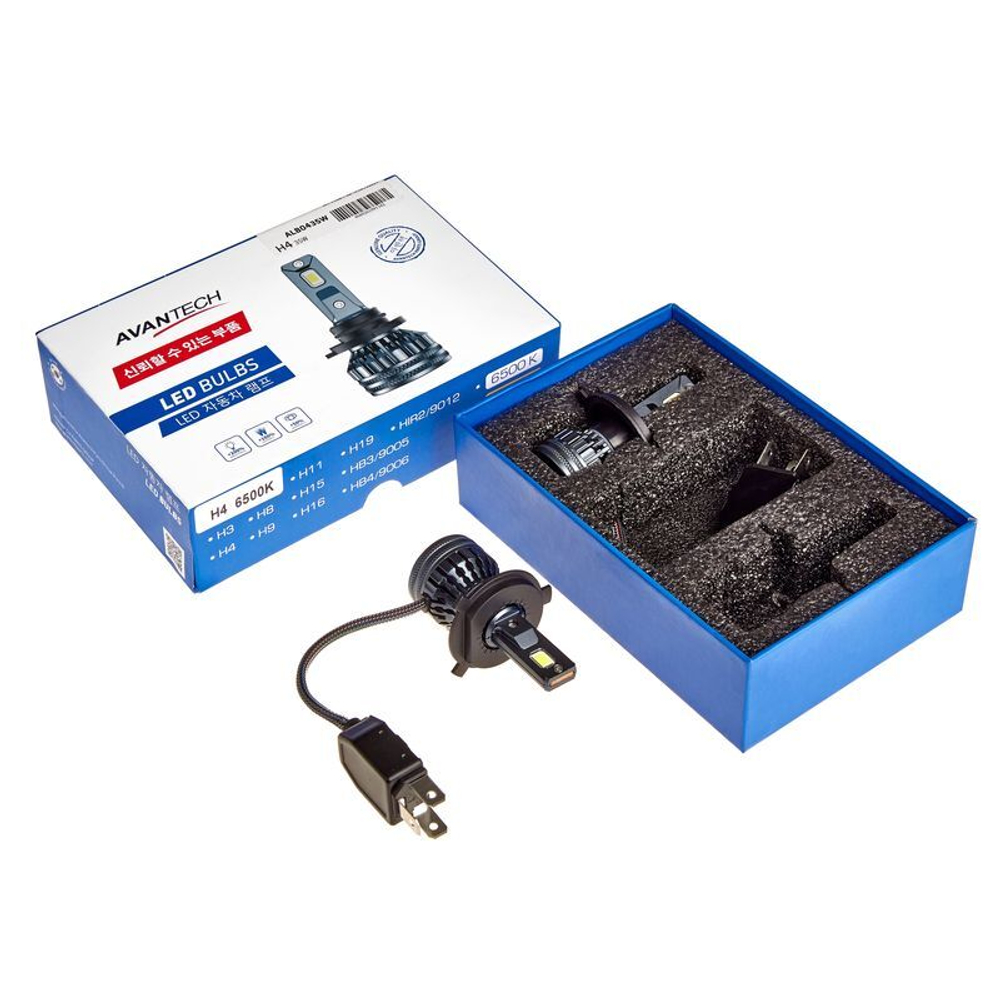 Лампа светодиодная LED Avantech H4 12V 35W, 6500К 3500lm(комплект 2 шт.) ALB0435W