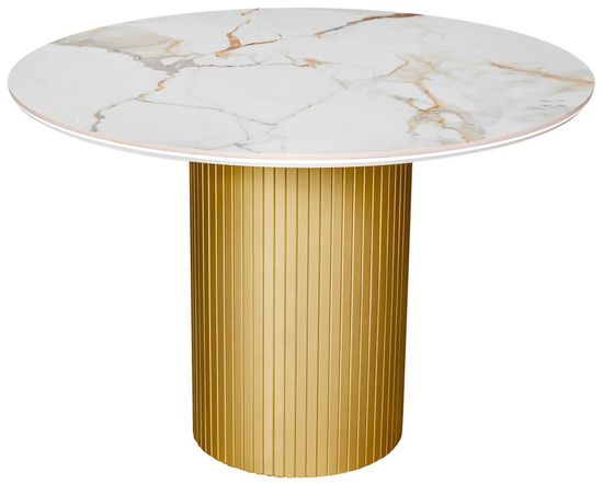 Стол DUBAI 110 Calacata gold gloss / опора шелк, золото
