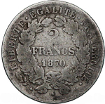France, 2 Francs, 1870 – "Cérès" (Paris Mint), VF