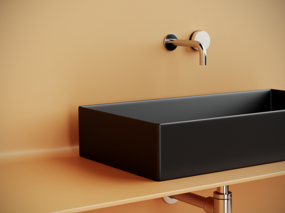 Раковина накладная прямоугольная 701x361x130, цвет черный матовый