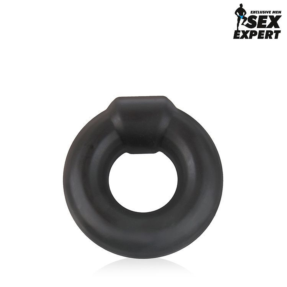 Черное силиконовое круглое эрекционное кольцо Sex Expert
