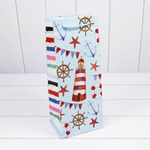 Пакет подарочный Под бутылку 14х35х11см "Морской" (Микс)