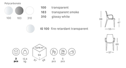 Кресло прозрачное, Scab Design Vanity, дымчатый