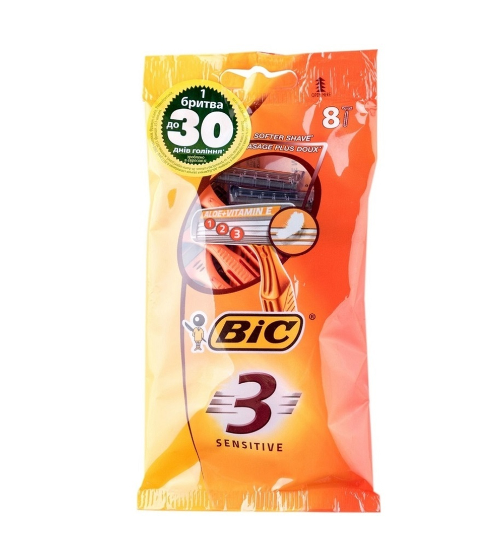 Bic Станок бритвенный Bic3, для чувствительной кожи, 8 шт