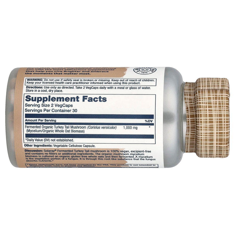Solaray, Ферментированные грибы индейки, 60 вегетарианских капсул (500 мг на капсулу)