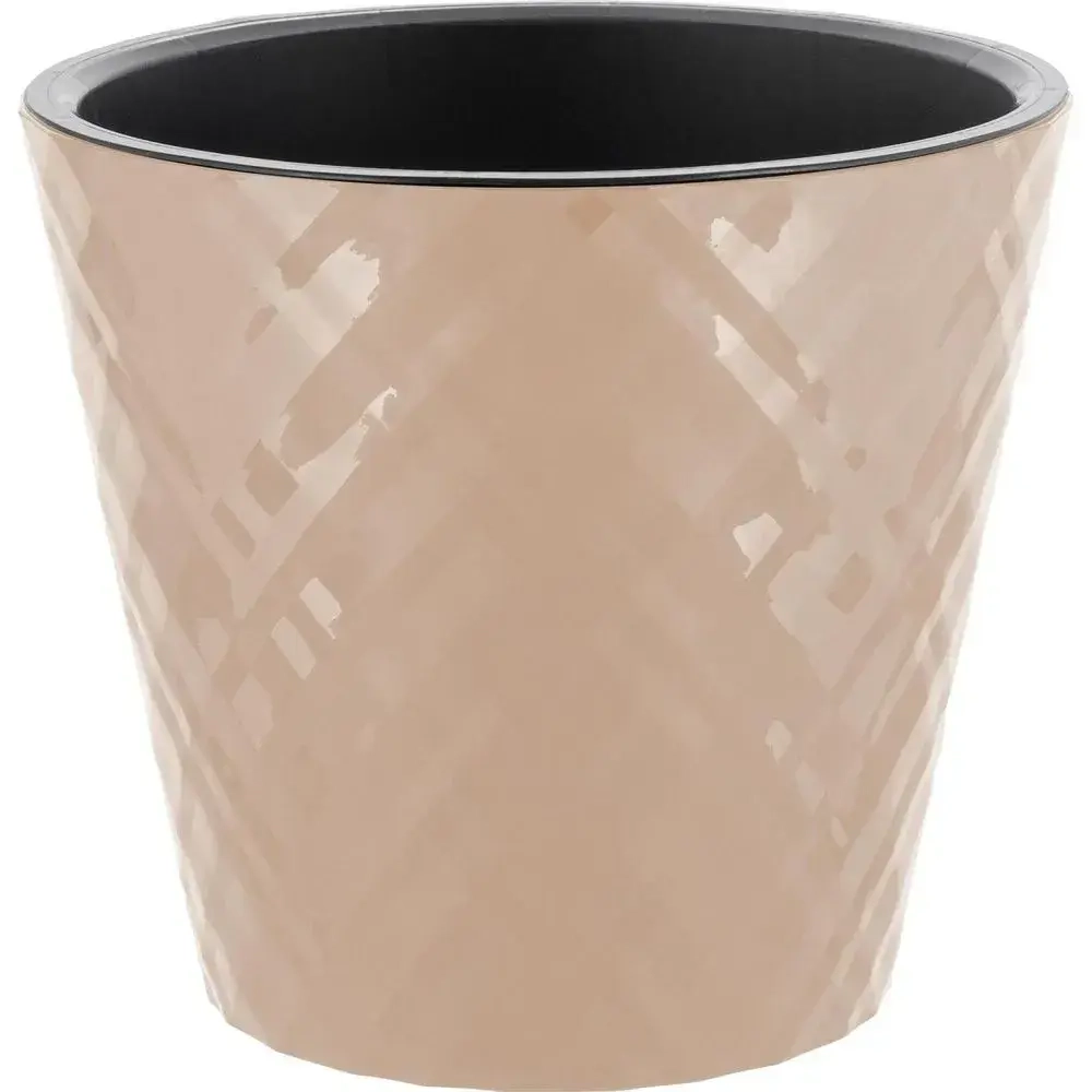 Горшок для цветов InGreen Manhattan D160мм, 1,6 л c дренажной вставкой, молочный шоколад