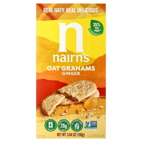 Nairn's, Oat Grahams, без глютена, стебель имбиря, 160 г (5,64 унции)