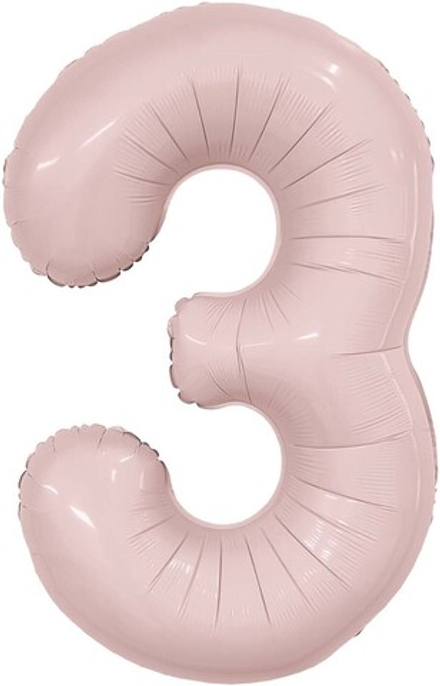 Шар (40''/102 см) Цифра, 3 Slim, Пыльная роза, 1 шт. в уп.