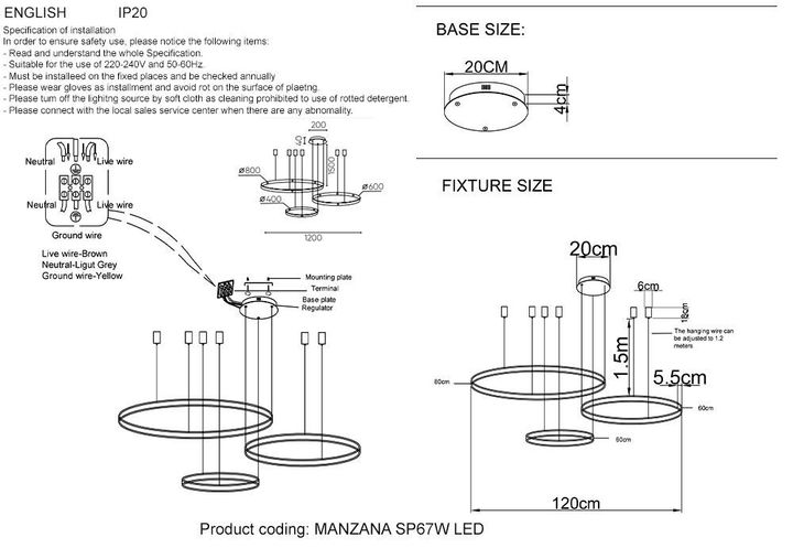 Подвесной светодиодный светильник Crystal Lux Manzana SP67W Led Black