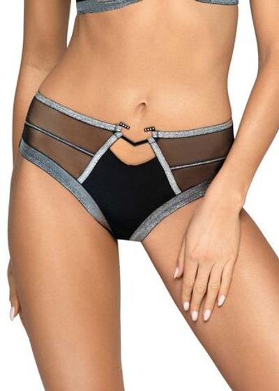 Трусики-слип Halley с серебристой отделкой (Размер: XXL) (Цвет: черный)