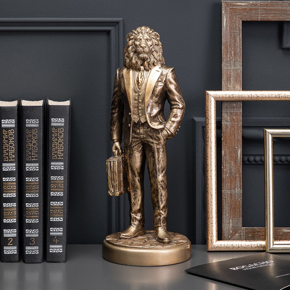 Скульптура Лев Бизнесмен Бронза