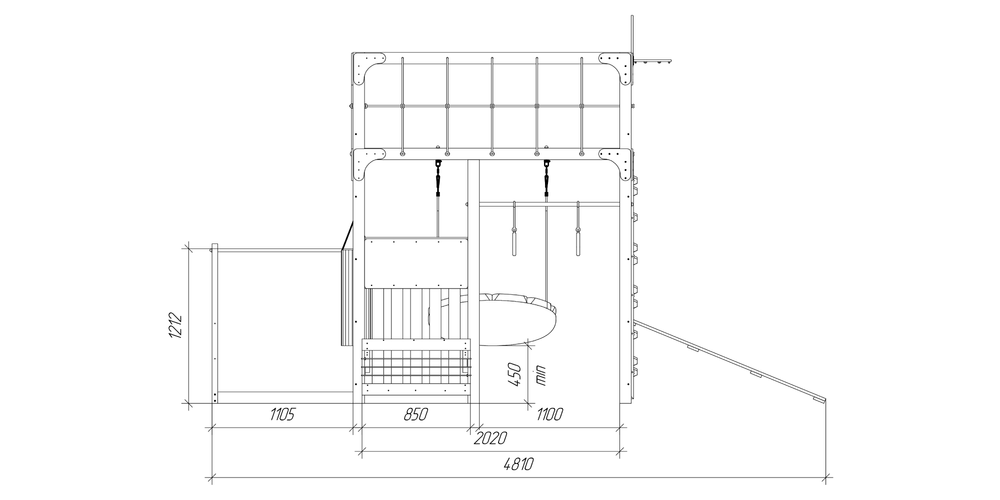 Детская площадка Савушка КУБ-1 (Серый) с гамаком для йоги