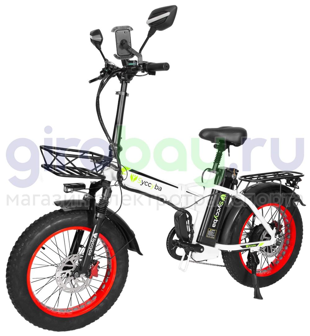 Электровелосипед Syccyba F10 Pro (48V/20Ah) - Белый с красными ободами фото №1