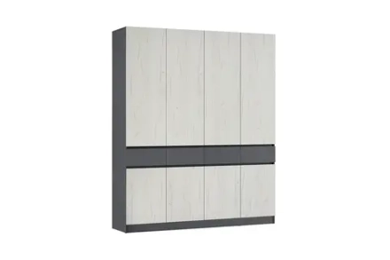 Шкаф 4-х створчатый Роджина графит / дуб крафт белый