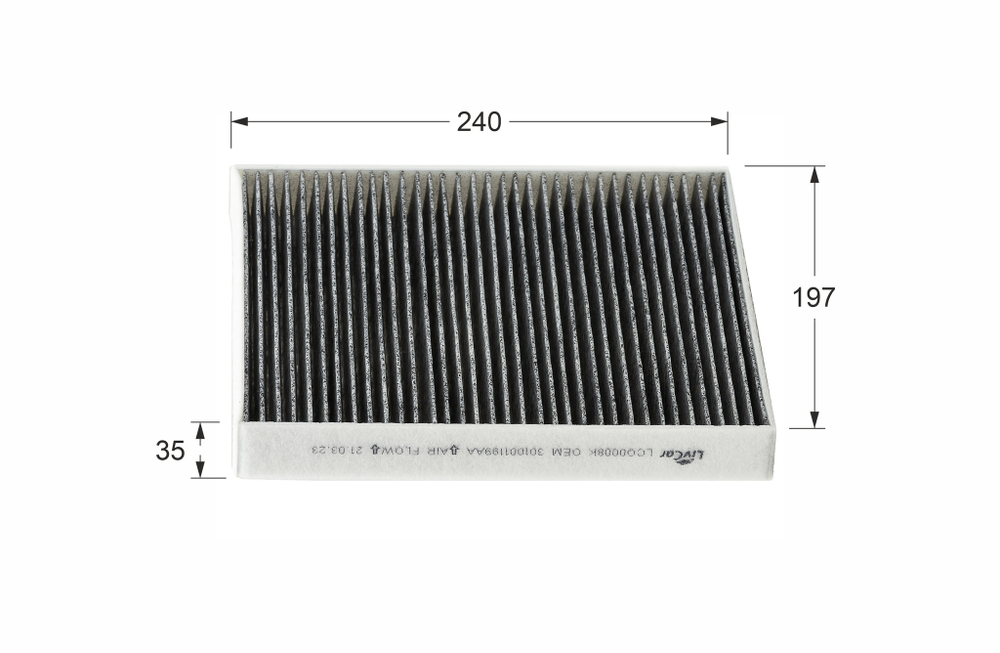 Фильтр салонный (угольный) LCQ0008K LIVCAR CABIN AIR FILTER LCQ0008K