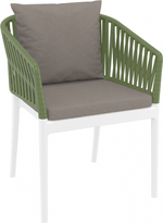 Кресло пластиковое с подушками Siesta Contract Portofino, белый, оливковый, светло-коричневый