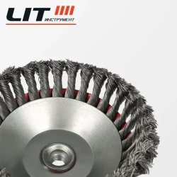 Щетка для УШМ (чашка) 75мм/М14 кручен.сталь №3 47712