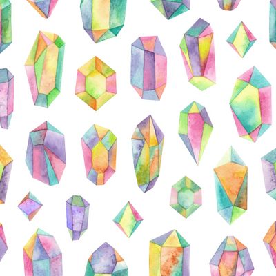 Разноцветные кристаллы на белом фоне