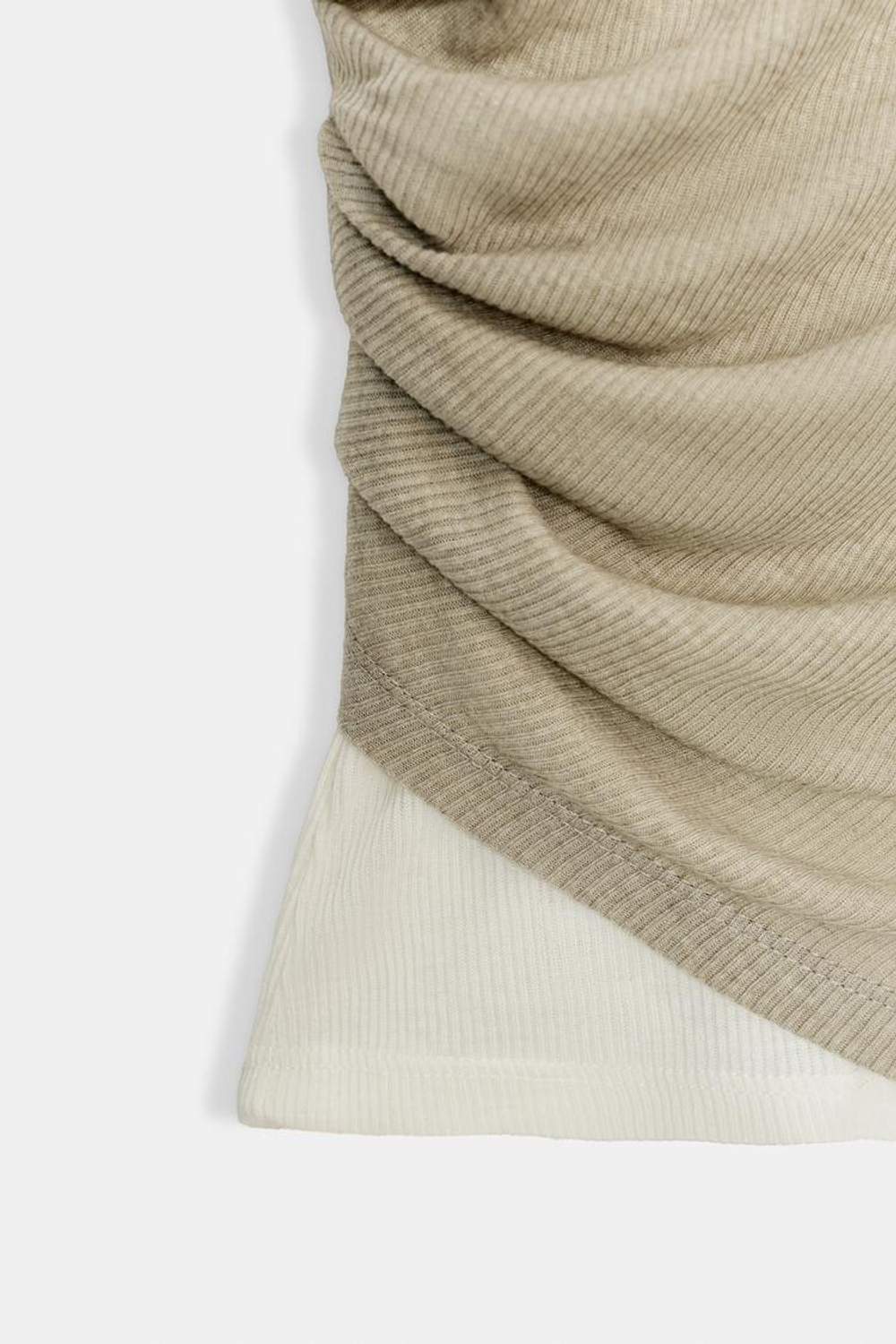 ZARA ТОП В СТИЛЕ РУСТИК С ДВОЙНЫМ ЭФФЕКТОМ, БЕЛЫЙ/ЗЕЛЕНЫЙ