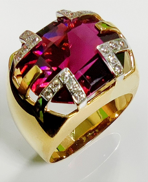 Перстень Эстерелла золото 750, турмалин, бриллианты