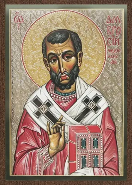 Икона "Амвросий Медиоланский" 6х9 на МДФ-6