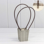 Пакет подарочный 10х9х6.5см Ваза для цветов "Плетёный" (Серый)