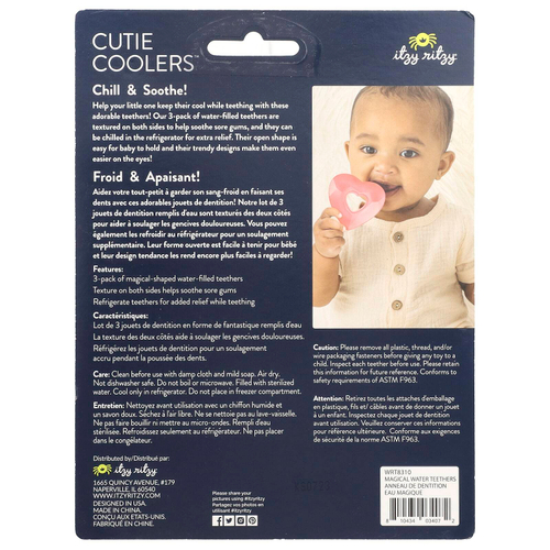 itzy ritzy, Cutie Coolers, успокаивающие прорезыватели для зубов с водой, для детей от 3 месяцев, Magical, 3 прорезывателя