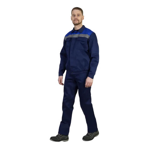 Костюм для рабочего летний Стафф Техник темно-синий + василек, куртка+п/к, размер 52-54, 182-188