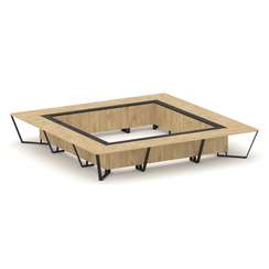 Steel Meet Стол переговорный квадратный KM-PR.B.SP-24K Тиквуд Светлый/Графит Глянец/Металл Черный 48