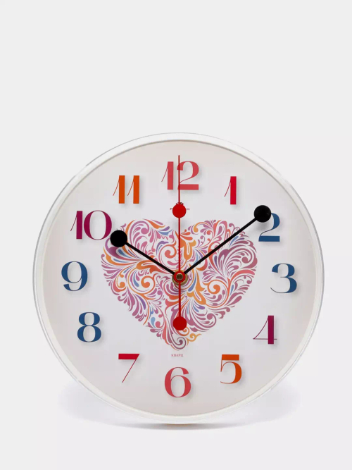 Часы настенные 2524-015 круг d=25см, основание белое "Сердце"