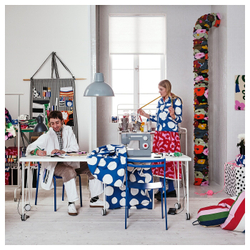 IKEA RAKLOSTA  (ИКЕА РАКЛОСТА)  -  Ткань с отделкой, синий/белый, 150x300 см