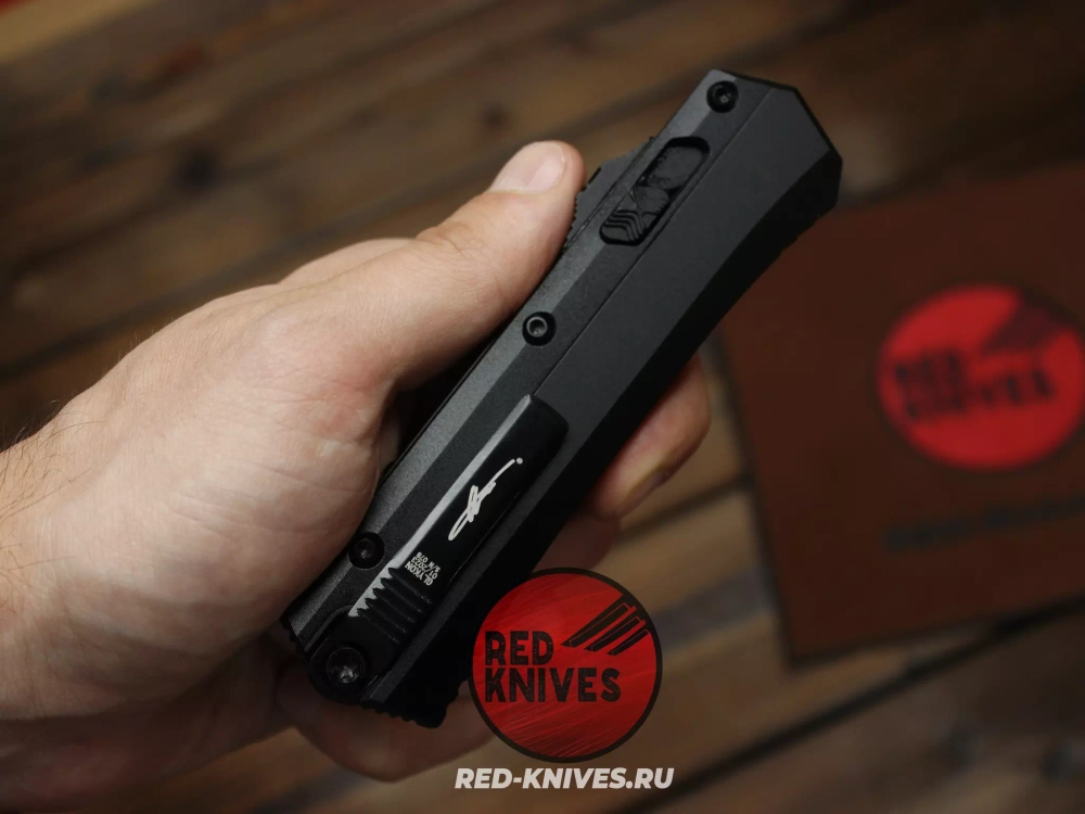 Нож Microtech 184-10 GLYKON - черная рукоять, черный клинок RK-477