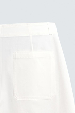 ZARA БРЮКИ WIDE FIT СО СКЛАДКАМИ, ЭКРЮ