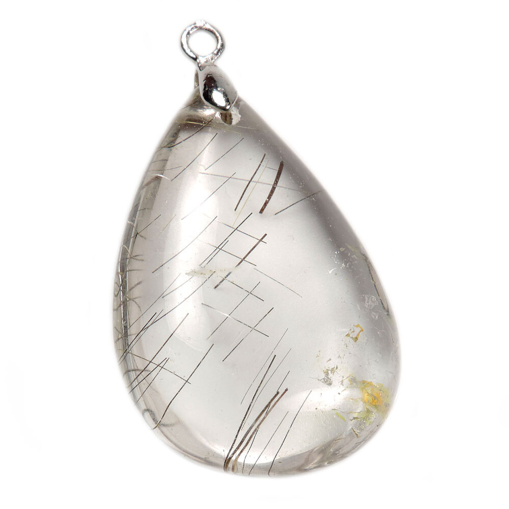 Кулон "Капля" кварц-волосатик