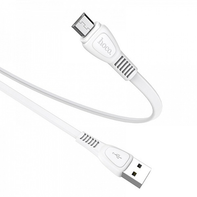 Кабель HOCO X40 USB-microUSB 2.4A 1м плоский TPE White