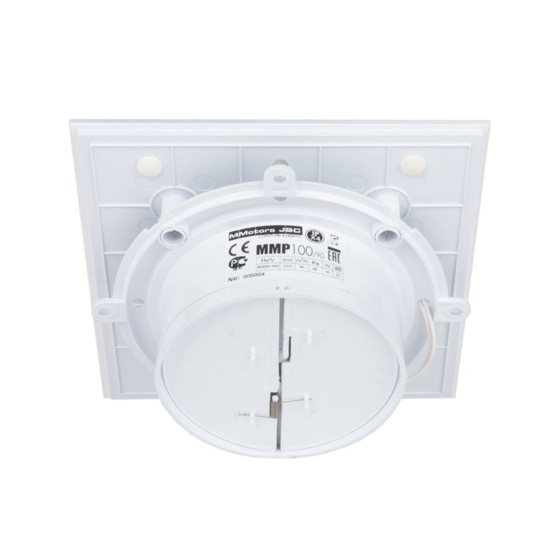 Вытяжной тонкий вентилятор для ванн ММ-Р 06 стекло прямое 90 м³/час с обратным клапаном белый матовый