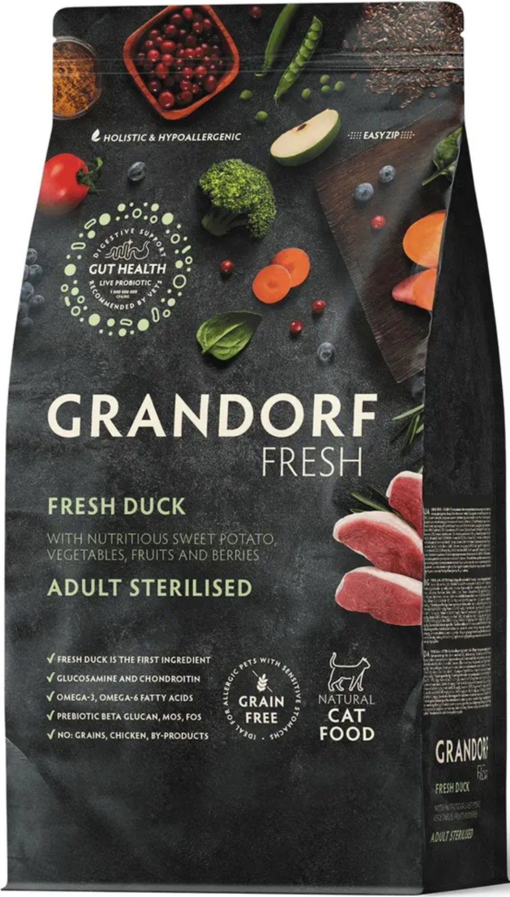 GRANDORF Fresh CAT 400г. Свежее мясо Утка с Бататом для Стерилизованных кошек