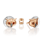 Серьги-пусеты «Загадочность» из комбинированного золота с эмалью