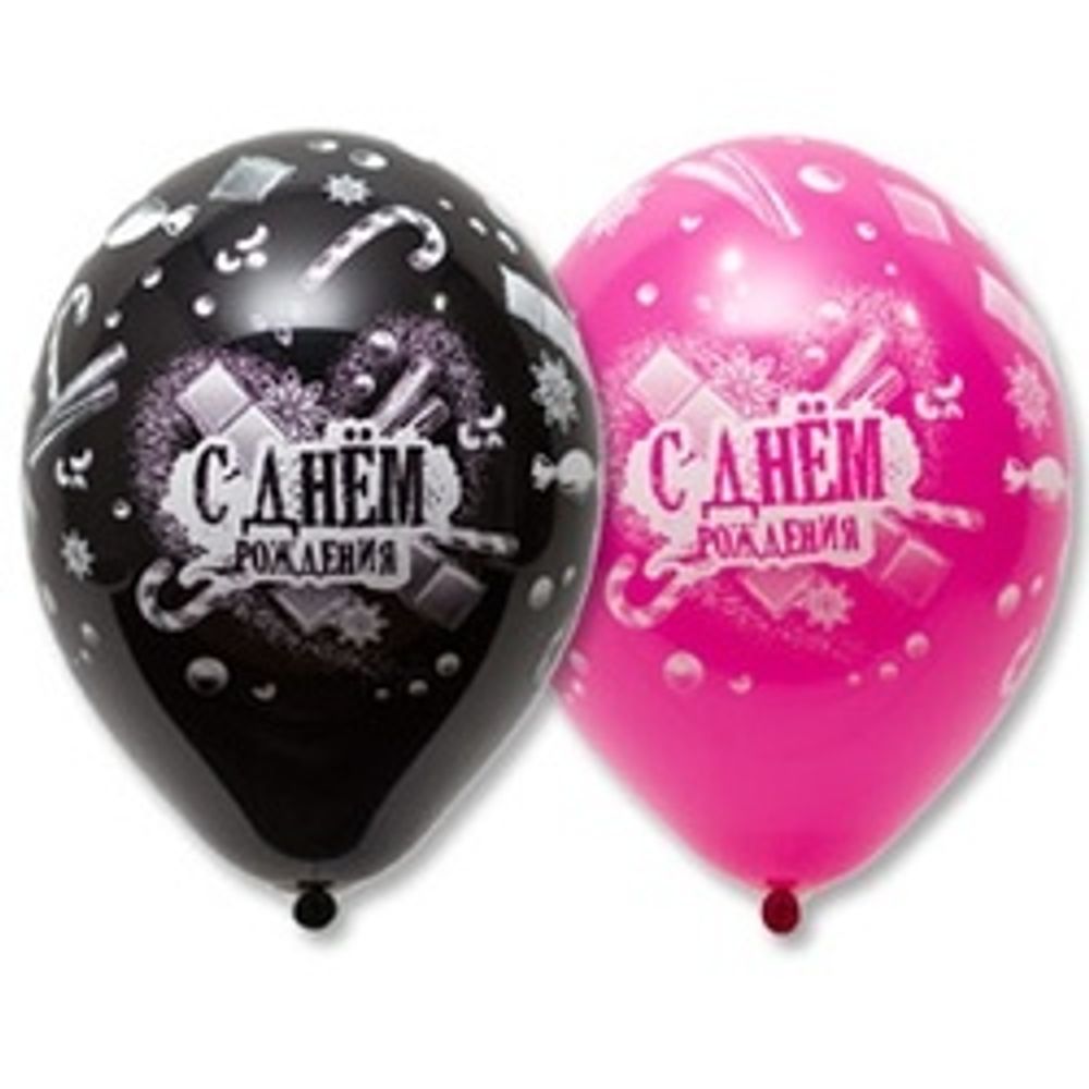 Шар (14"/36 см) ДР Шоколад Сладости, Шелкография пастель 25 шт.