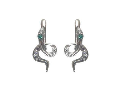 "Змейка" серьги в серебряном покрытии из коллекции "Сладкий яд" от Jenavi с английским замком