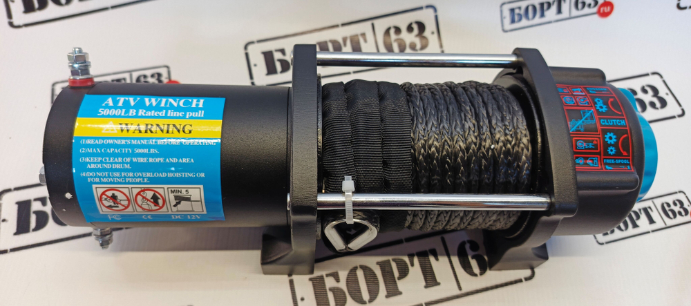 Лебедка электрическая 5000 lbs 12v трос кевлар