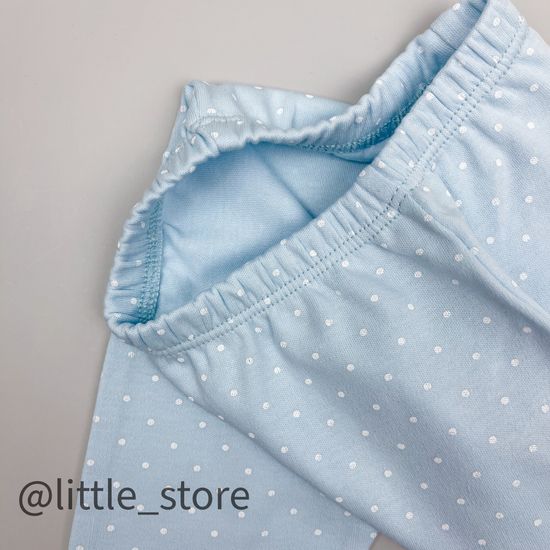 Штанишки хлопковые "Белые зайчики" нежно-голубые