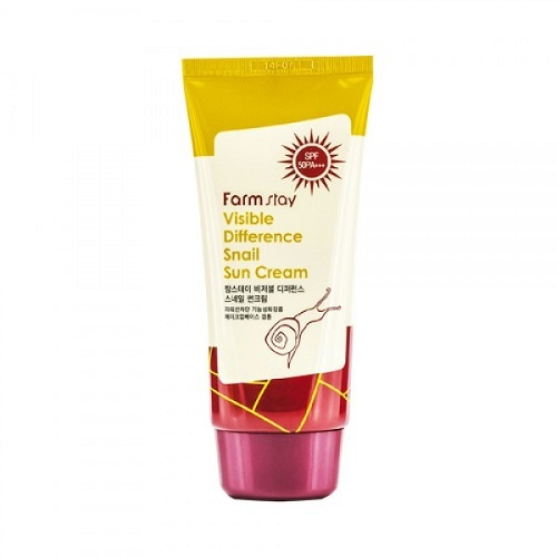 Крем солнцезащитный с экстрактом улитки SPF50 PA+++ FarmStay Visible Difference Snail Sun Cream 70мл