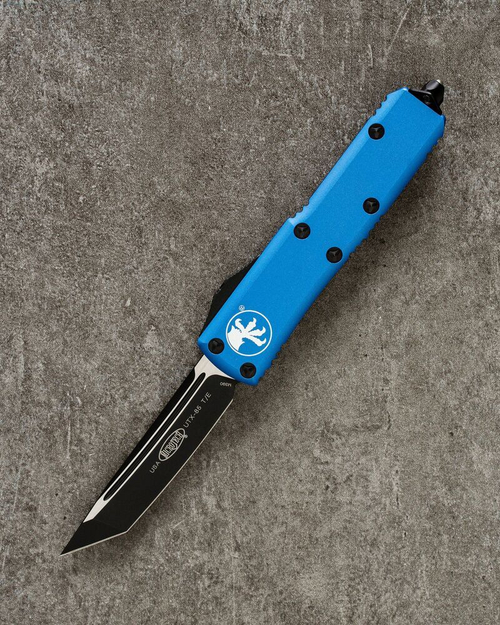 Автоматический складной нож Microtech UTX-85 T/E Tanto Black Standard & Blue (233-1BL) (синий) фронталка/выкидуха